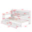 Lit de jour simple en bois avec tiroirs et bureau-279500699
