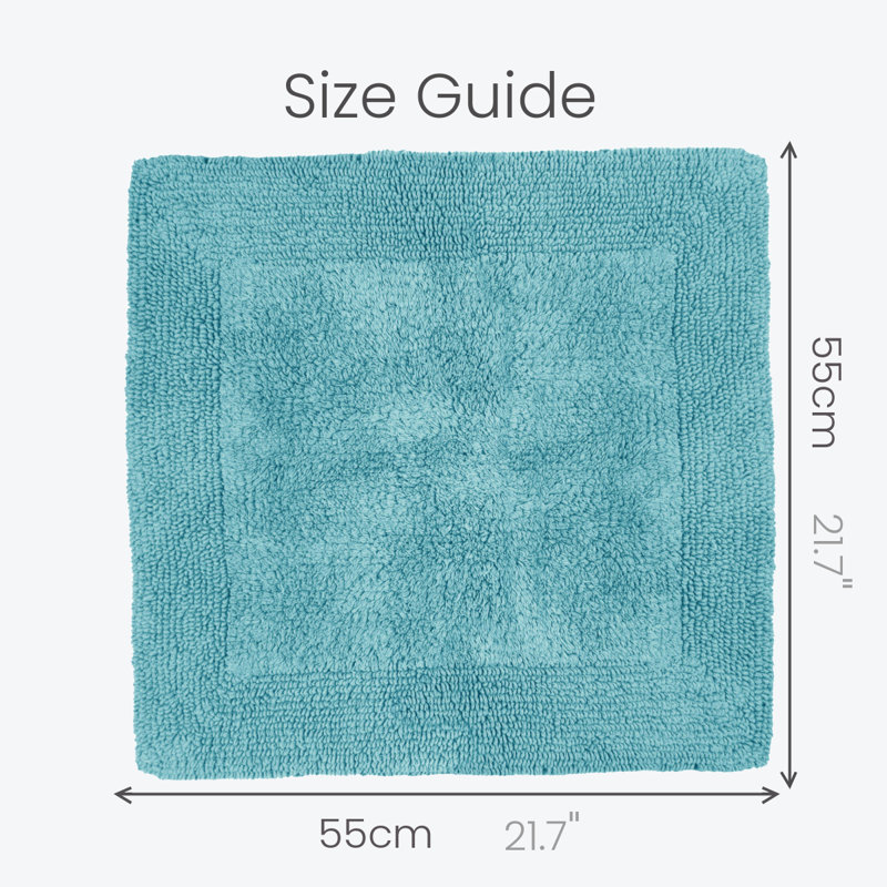 Nagelly Reversible Square Bath Mat, Turquoise
