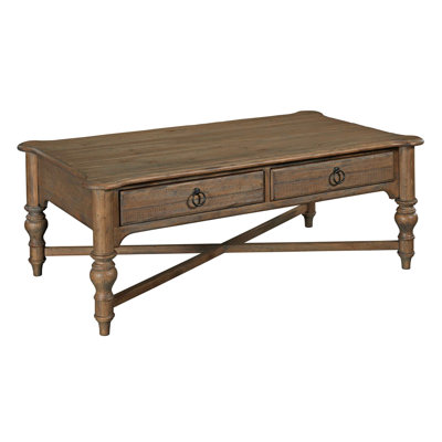 Table basse à 4 pieds en bois massif avec rangement Kempston