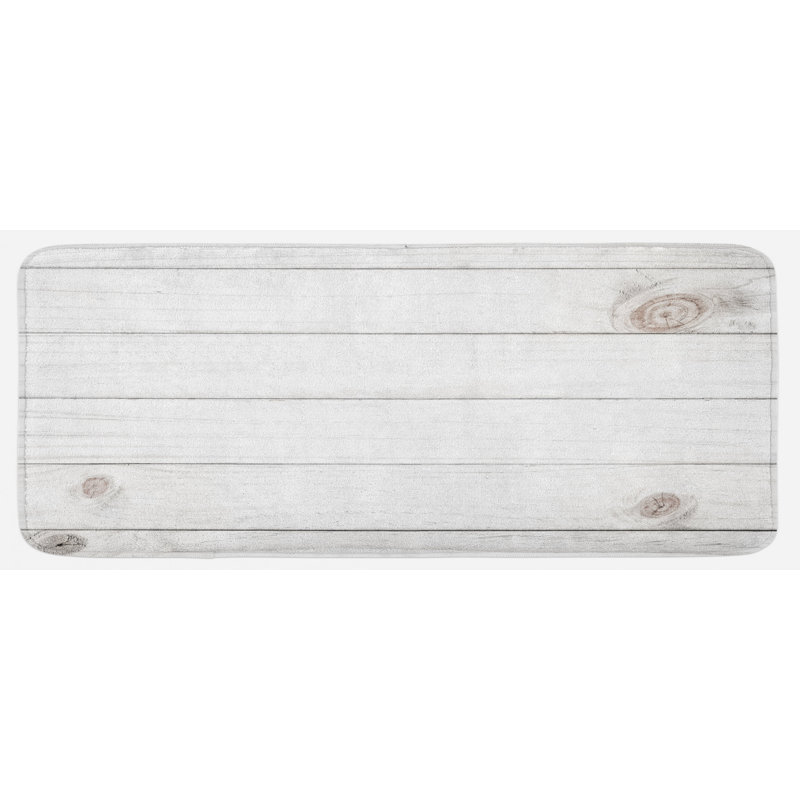 Tapis de cuisine blanc avec planches de bois et lignes horizontales