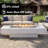 72" Outdoor Propane Fire Table – 60,000 BTU, White Stone-Look Finish, Detachable Tank Cabinet & Wind Guard