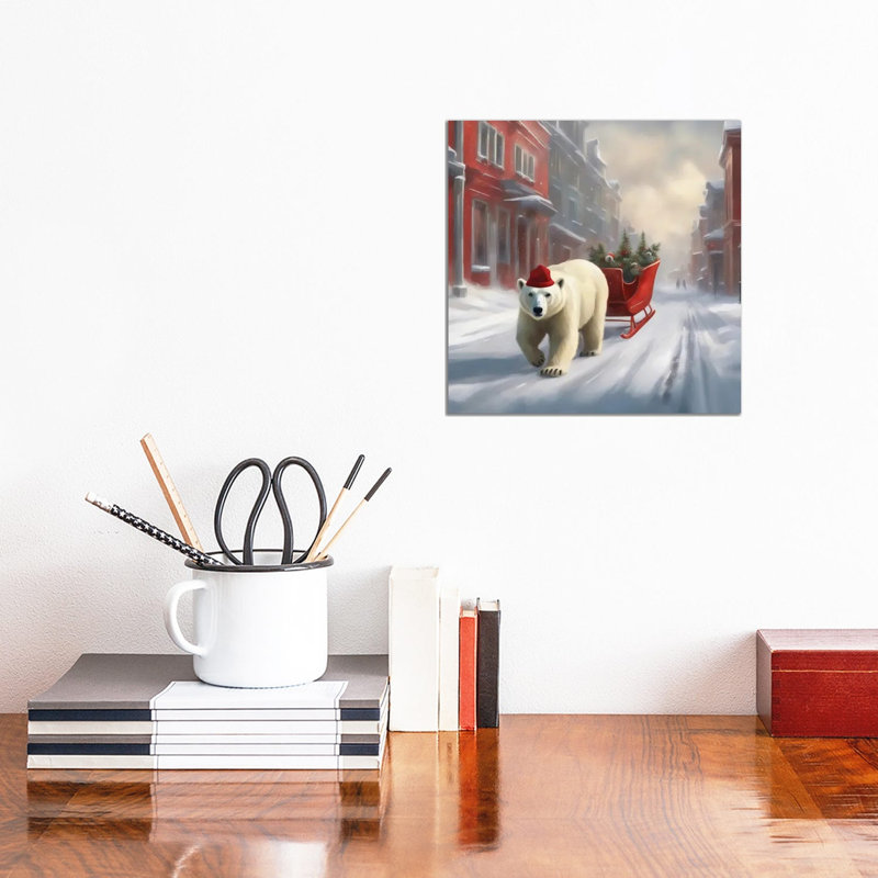 Ours de Noël - reproduction d'art sur toile tendue