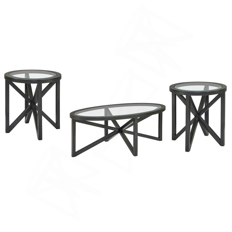 Table basse moderne simple en verre, table basse en verre trempé et base en bois massif, Noir
