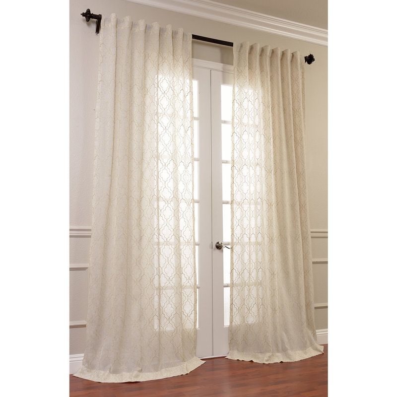 Kelita Linen Blend Sheer Curtain Single Panel, Natural, 50"W x 120"L