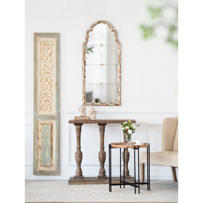 Large 14"X78.5" Wooden Sculpture Ornament - Hanging Wall Decorative Panel White Wash And Blue Finish 14.1X78.7 Inch Decoration &