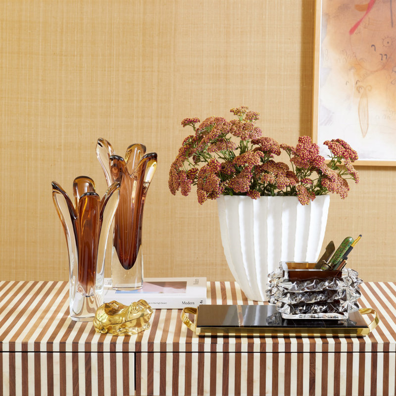 Iris Vase-Dark Amber-Sm, 14" H x 6" W x 6" D