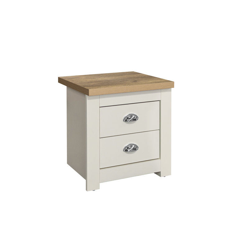 Napanoch 2 Drawer Bedside Table, Cream
