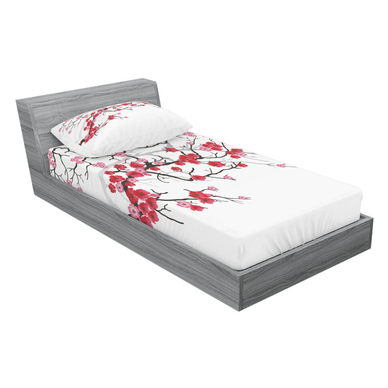 Microfiber Abstract Sheet Set, Twin Sheet Set with Fitted Sheet