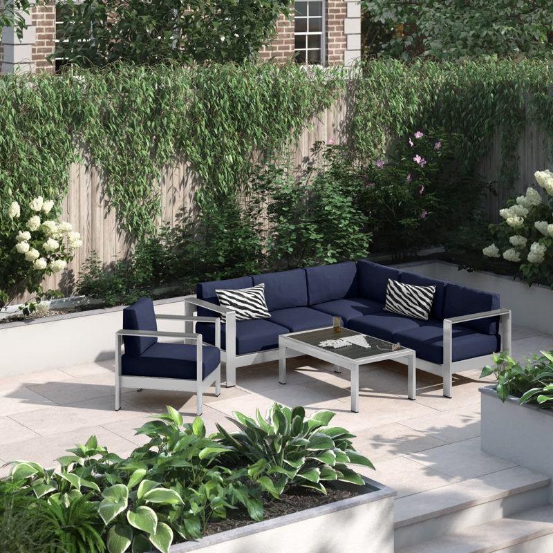 Ensemble de canapé modulaire d'extérieur en aluminium 5 pièces Shore, Marine