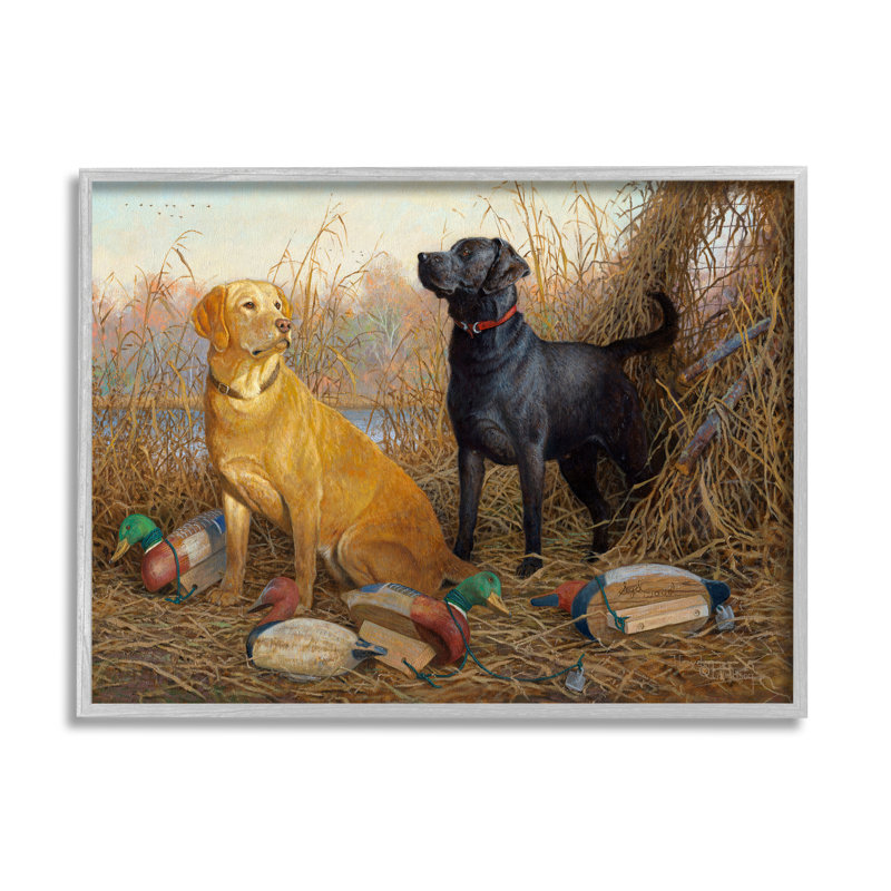 «Hunting Dogs with Decoys» par Hayden Lambson, reproduction d'art sur toile, Estampe numérique Farmhouse