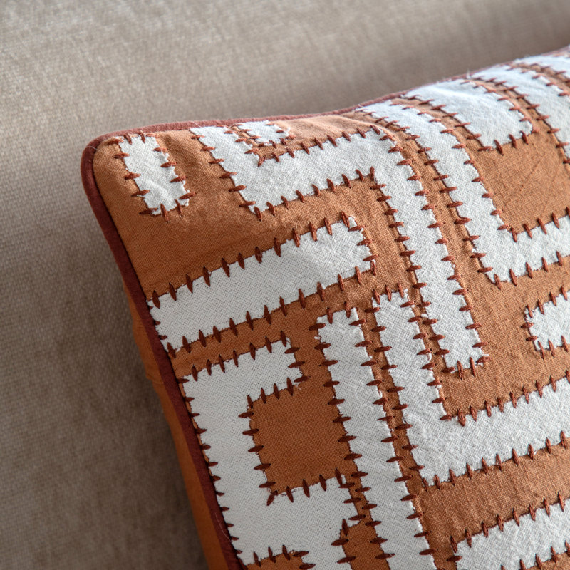 Geometric Square Cushion, Orange