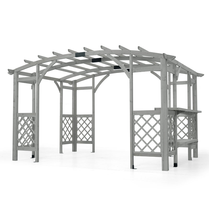 Outdoor Wood Pergola, Wooden Grape Trellis For Backyard, Garden And Patio, Gray