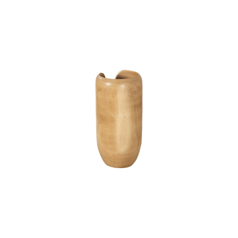 Interval Wood Vase, Brown, 12" H x 6" W x 6" D