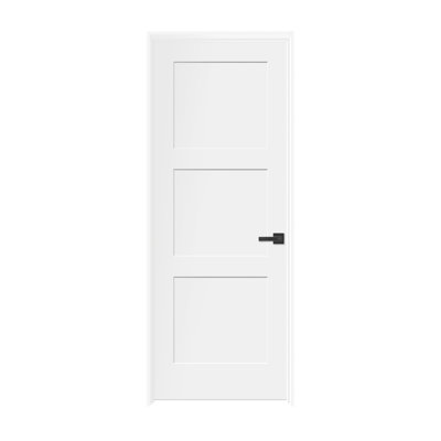 (No Lock) Primed Interior 3-panel Prehung Door With 4-9/16" Door Jambs