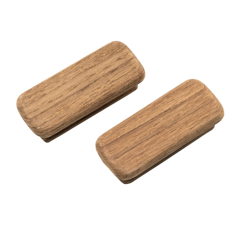 2 Pack Teak Rectangular Drawer Knob