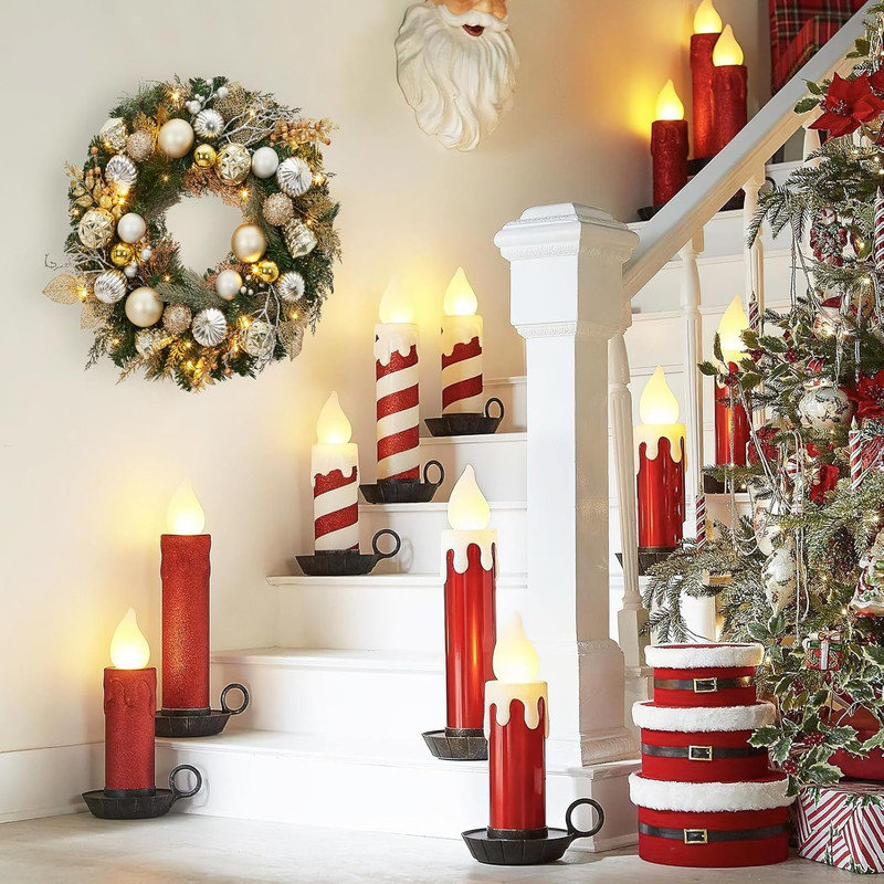 Couronne de Noël pré-éclairée 24 po avec lumières, à piles pour foyer doré argenté