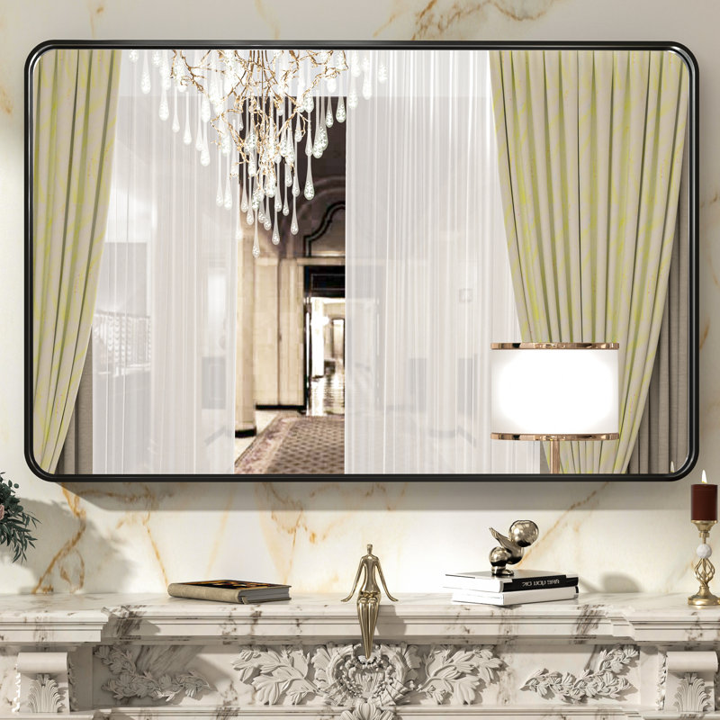 Brayner Bathroom Vanity Mirror Metal Wall Mirror Accent Mirror, Black, 30" x 40"
