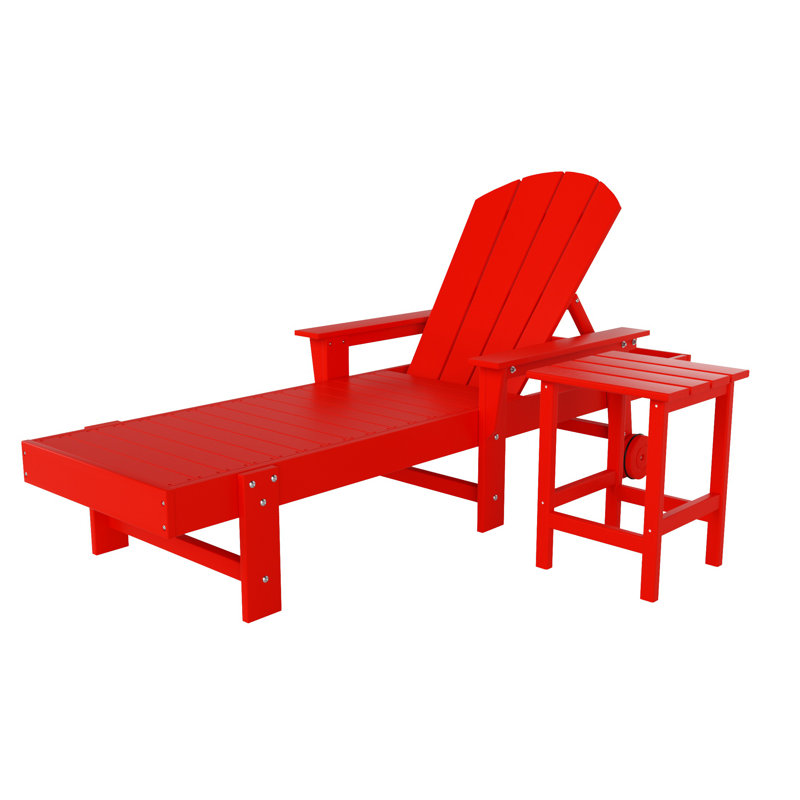 Laguna Outdoor Chaise Lounge with Table, Red
