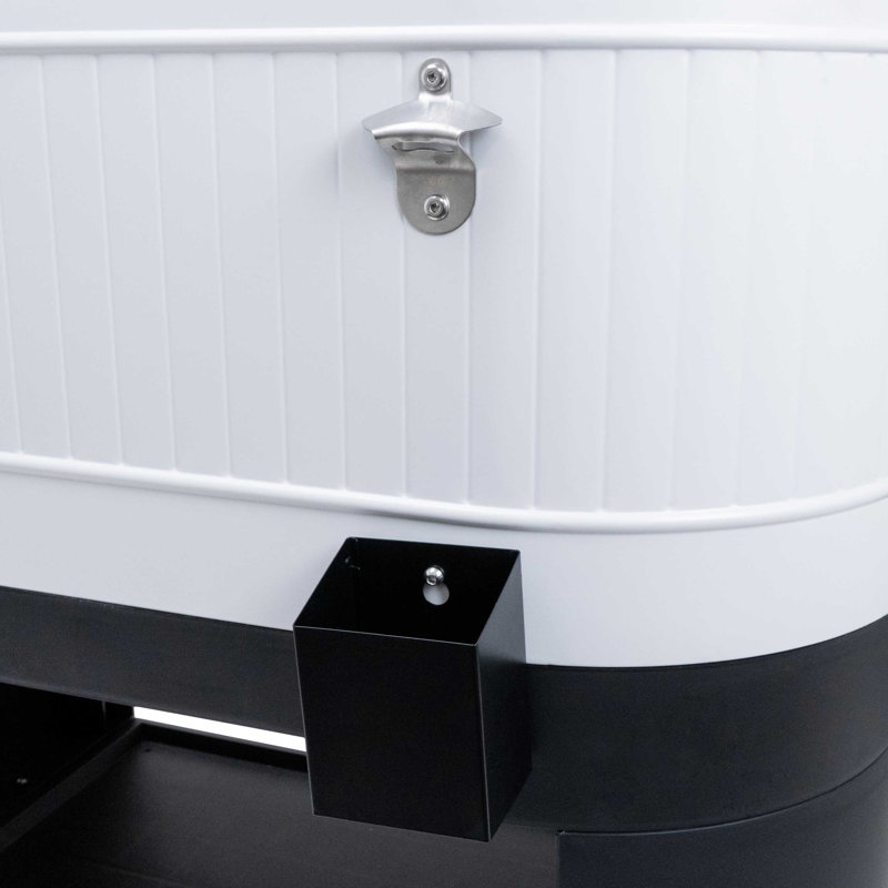 Permasteel 120-Qt White Metal Rolling Patio Cooler with Wheels