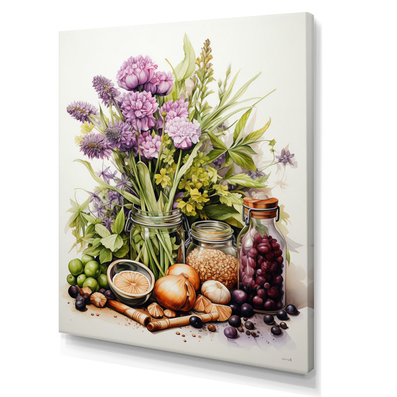 «Purple Green Food Herbs A Delicate», reproduction d'art sur toile, H 32 po x l 16 po x P 1 po, Toile tendue