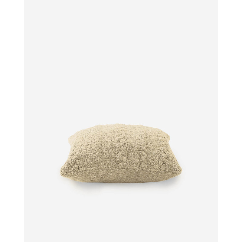 Braided Square Pillow Cover & Insert, Sahara Tan