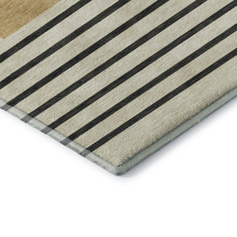Tapis à rayures Lyndhurst AMF995 lavable à la machine de qualité supérieure, Rectangle 10 pi x 14 pi