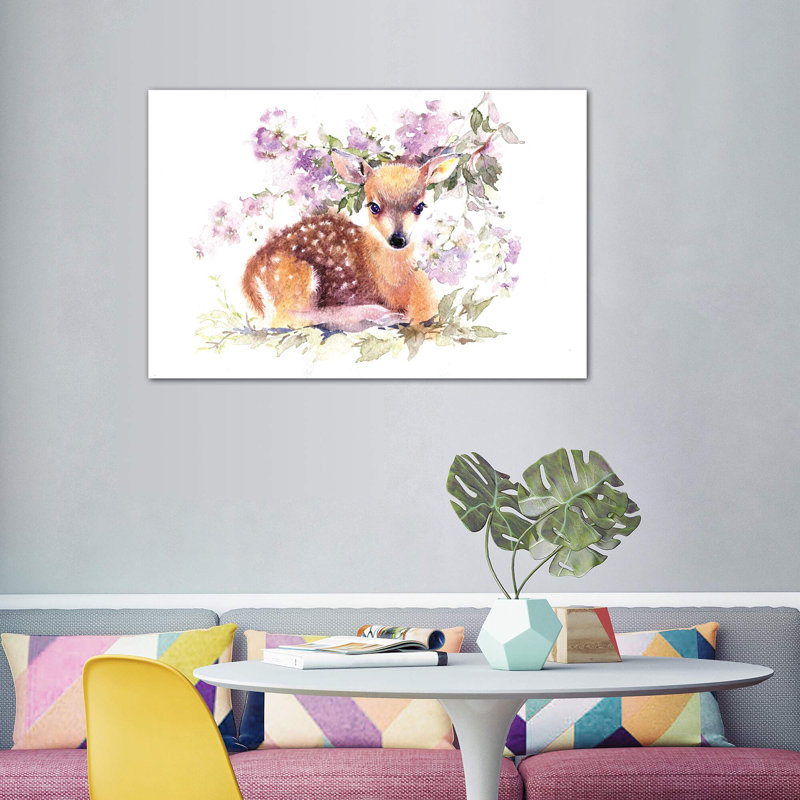 Fauve en fleurs par Marina Ignatova - reproduction, H 40 po x l 60 po x 1,5 po, Toile tendue, Pas de tapis