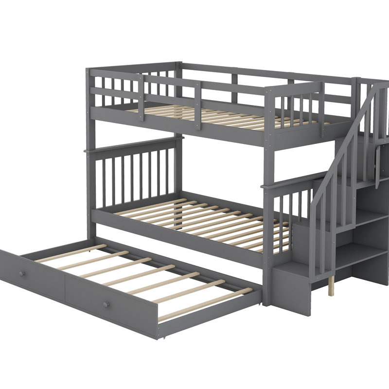 Lit superposé Twintwin avec lit gigogne gris - Rangement élégant pour chambre à coucher, Gris