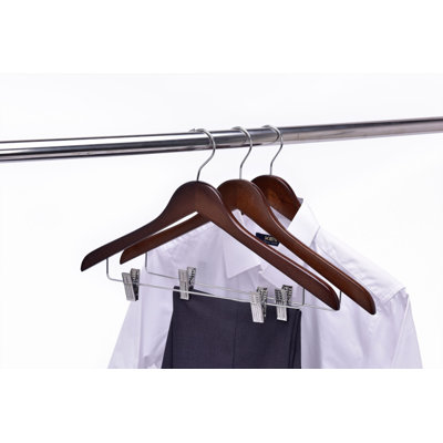 Cintre en bois avec pinces pour jupe / pantalons Kimes