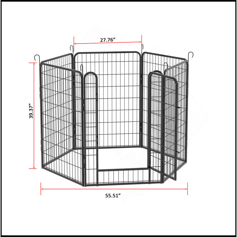 Parc pour enfants en métal 6 panneaux avec barrière, 39,37 "H