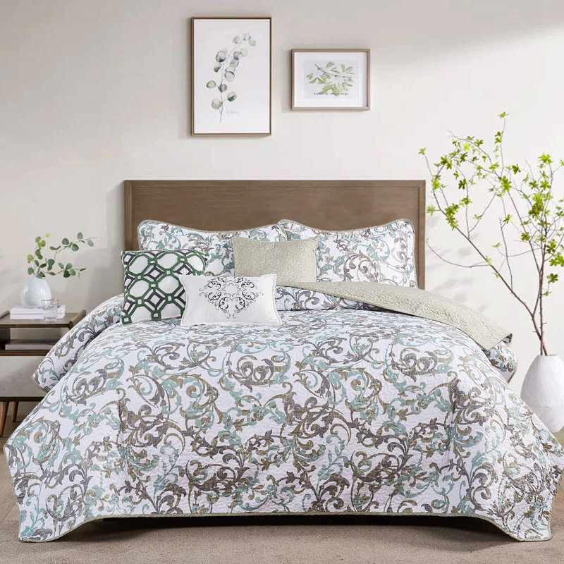 Ensemble de courtepointe en microfibre 6 pièces Ravello, Couvre-lit grand + 5 pièces supplémentaires