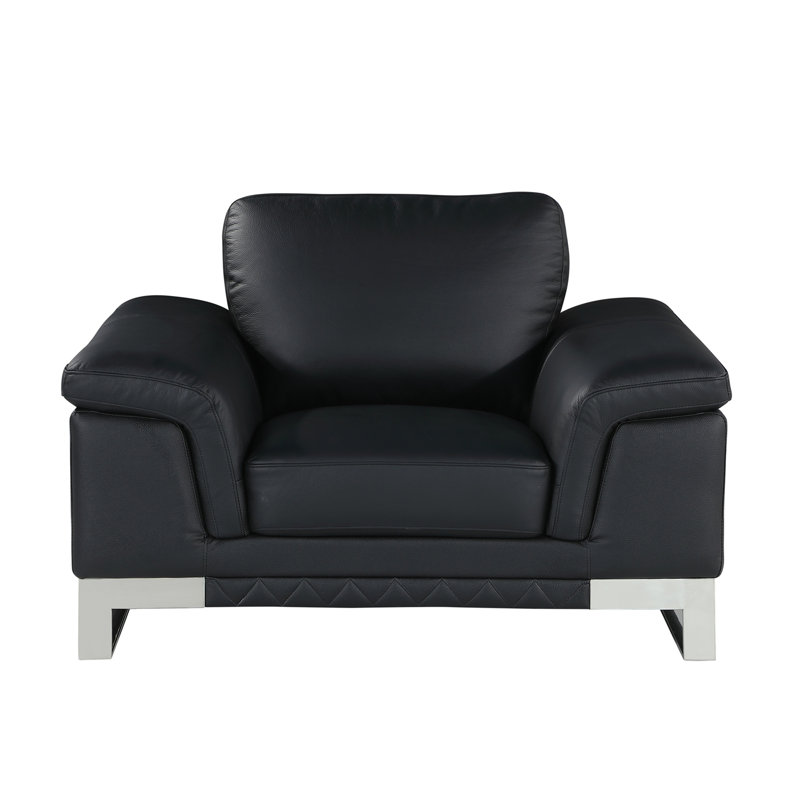 Chaise en cuir italien à grain supérieur, Noir