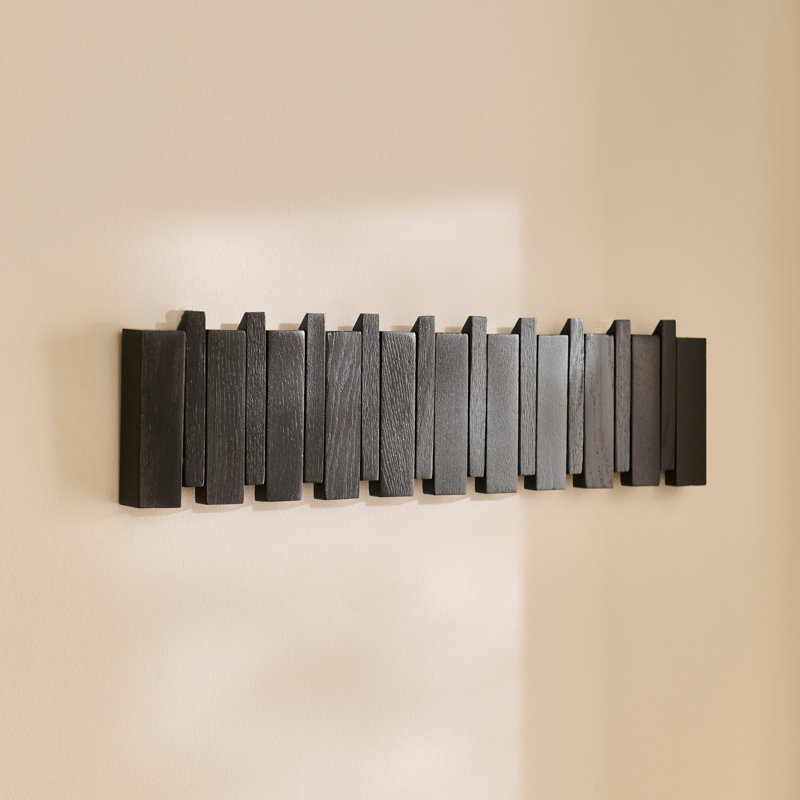 Solid Wood 10 - Hook Coat Rack, Black Oak