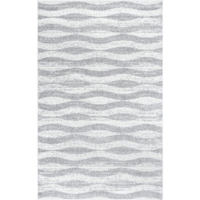 Tapis de couloir à motif géométrique pour le salon, la salle à manger, l'entrée, la chambre à coucher, le vestibule et la cuisine Sarepta, gris / blanc cassé