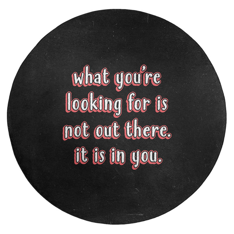 Quotes Self Confidence Inspirational Quote Chalkboard Style Poly Chenille Rug, Round 5'