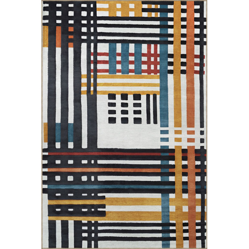 Tapis multicolore à rayures multicolores, Rectangle 3 pi 11 po x 5 pi 11 po
