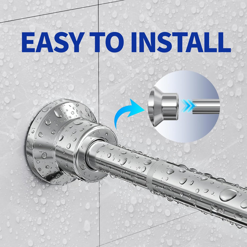 76cm Straight Wall Shower Curtain Pole, Silver