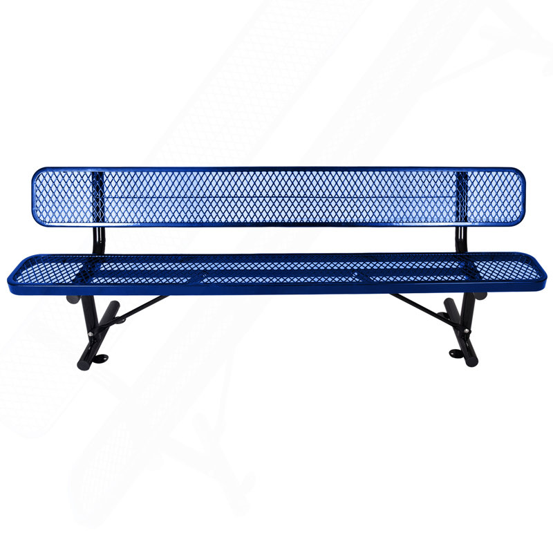 Banc d'extérieur en acier de 8 pi avec dossier, Bleu