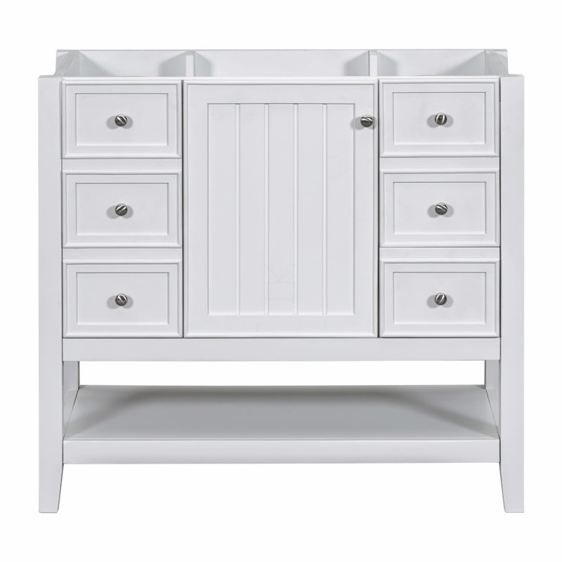 Meuble-lavabo 36 po avec lavabo, une armoire et trois tiroirs, Blanc
