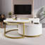 Table basse gigogne cannelée blanche et dorée avec rangement pratique et design moderne-59308989