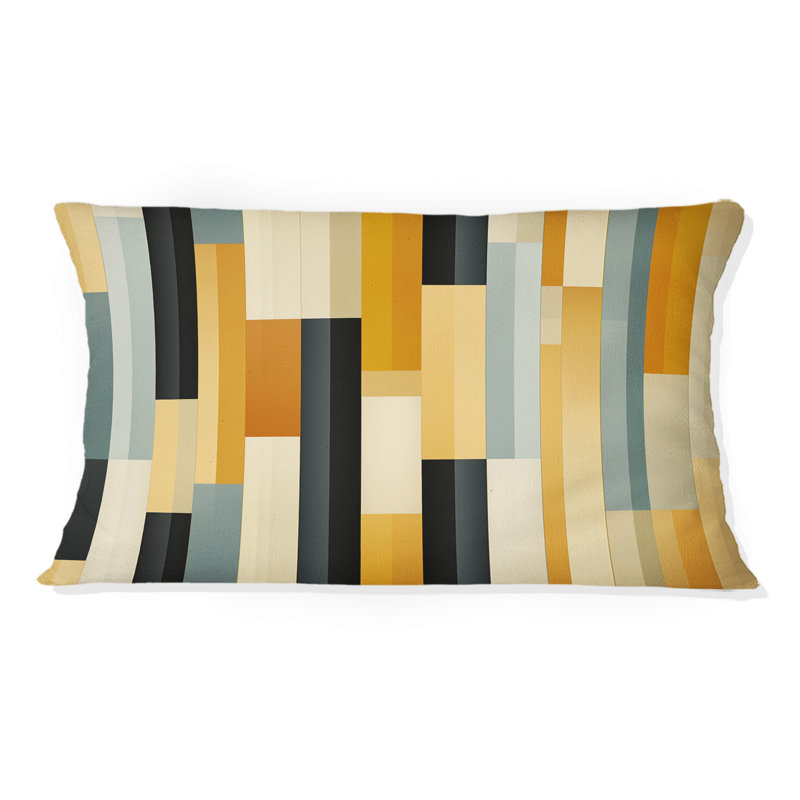 Yellow Striped Lines Pattern - Striped Polyester Pillow