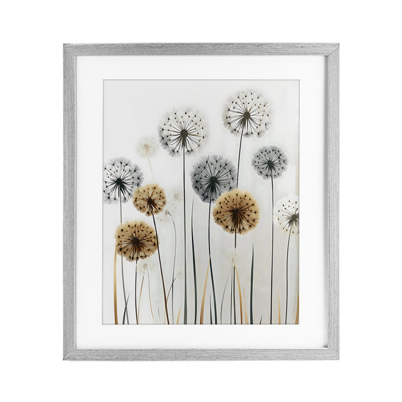 «Rustic Dandelions croissance», reproduction encadrée sous verre, design by Creative Studio, Cadre de ferme gris
