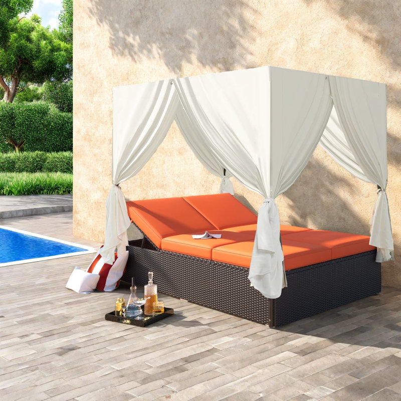 Méridiennes de patio réglables, lit de jour moderne en rotin d'acier pour la piscine