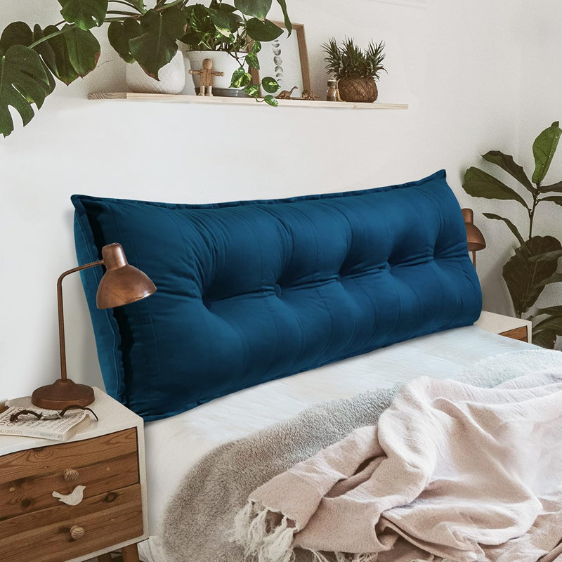 Sit-up Back Comfort 100% Cotton Velvet Button Tufted Bed Rest Headboard Decorative Back Support Pillow, Accent Side Sleeper Body Pillow Compression