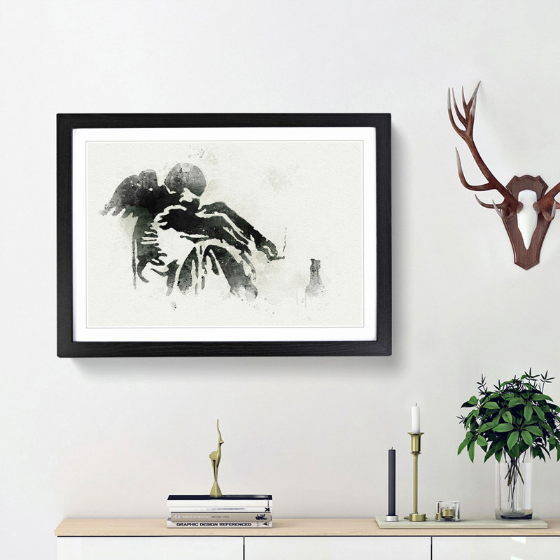 Drunken Angel by Banksy - Picture Frame Graphic Art Print, Black Framed, 36cm H x 48cm W x 2cm D