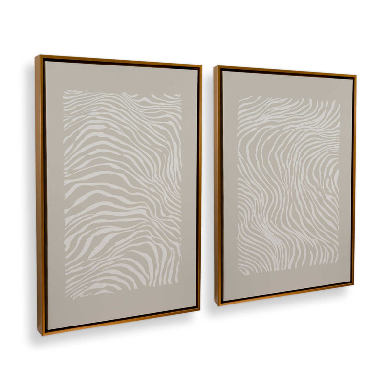 Whisper Lines Set of 2 Prints, 12" x 8", Polished Gold Floater Frame