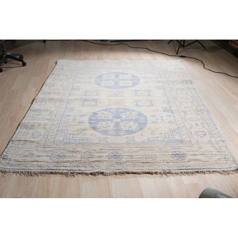 Tapis en laine noué à la main polyvalent beige Isla, Rectangle 8 pi x 10 pi