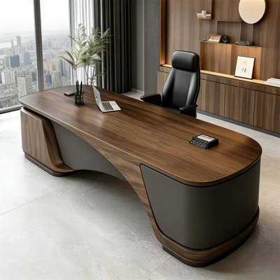 110.24"New Chinese-style high-end brown solid wood executive desk