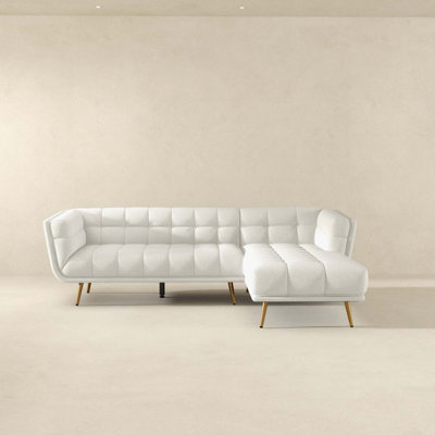 Cream Sectional Sofa With Ottoman