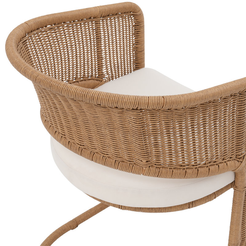 Chaises de salle à manger d'extérieur en osier avec coussin (lot de 2)